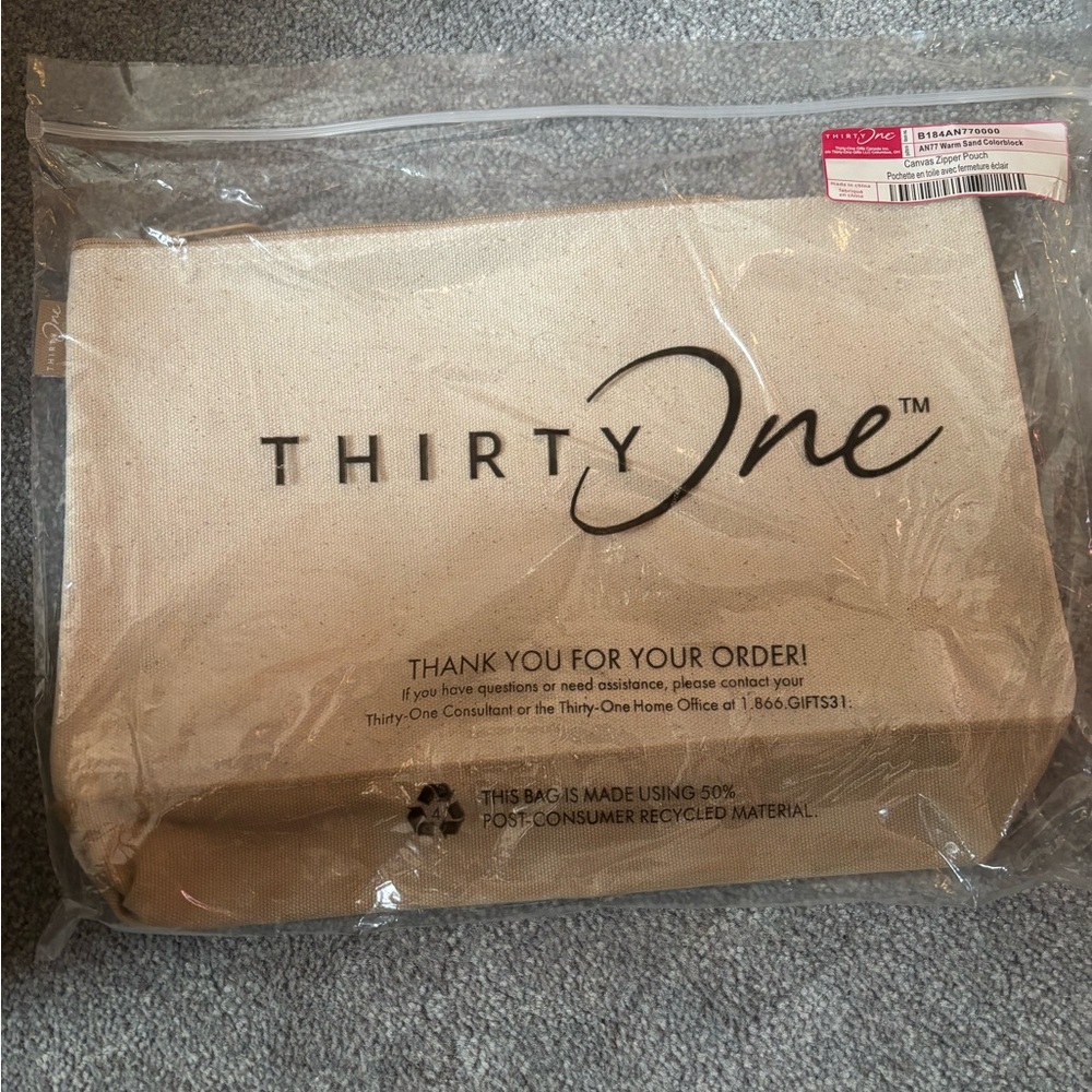Thirty-One Natural Canvas Pouch
